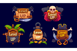 Pirate level up rank icons, an Object Illustration by Vector Tradition