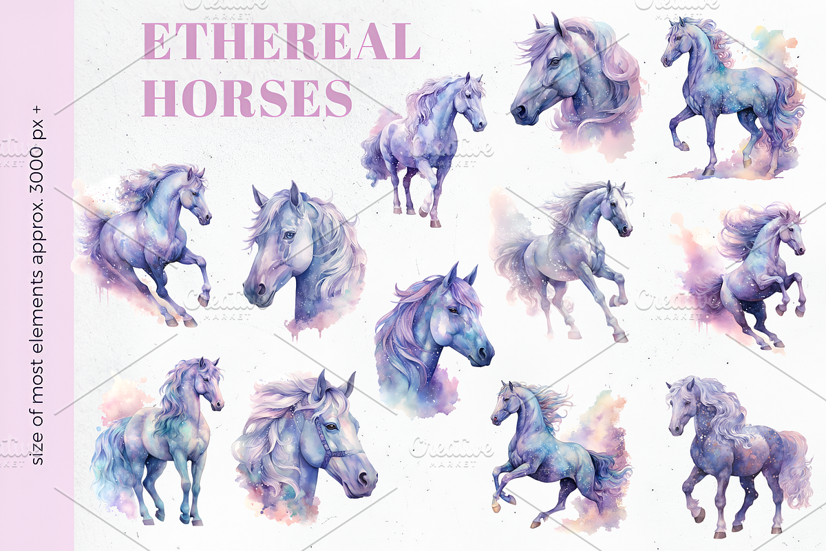 Horses Watercolor Clipart, an Animal Illustration by foxsong (Photo 4 of 10)