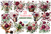 Burgundy Spring Sublimation Clipart, an Illustration by DreamCafeArt (Thumbnail 1 of 5)