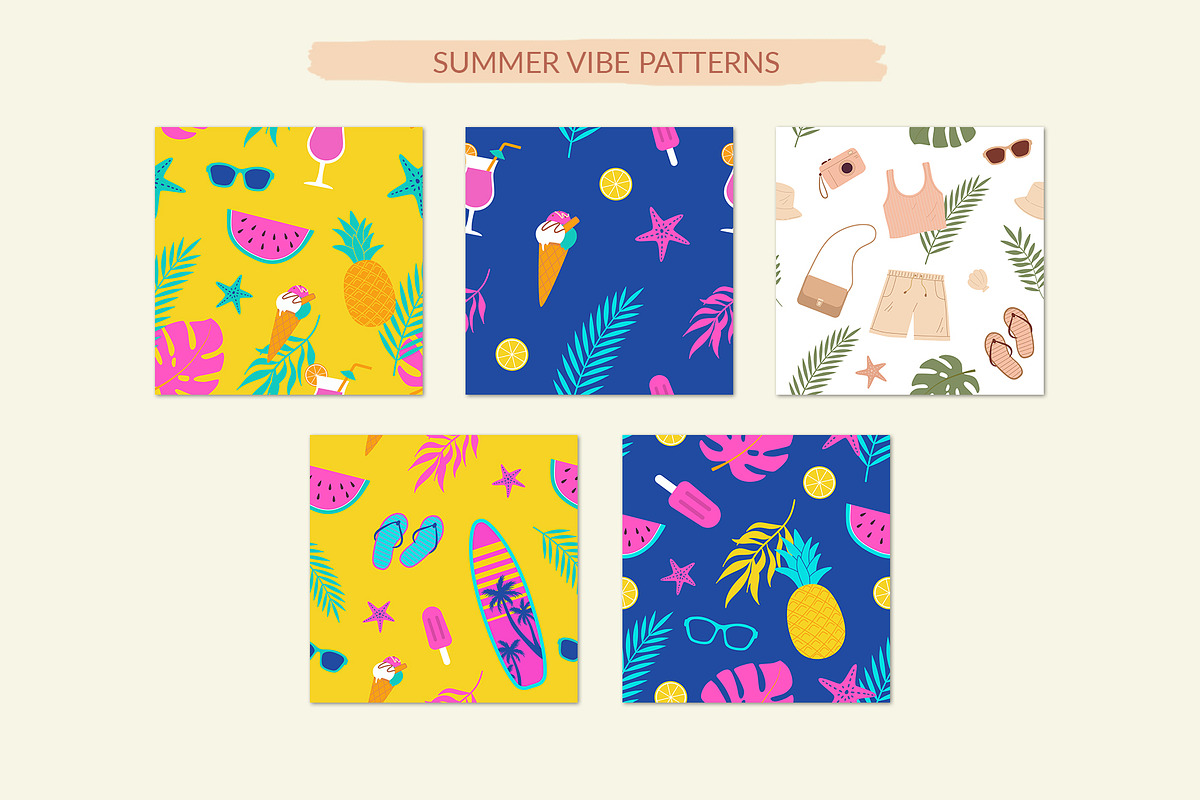 Summer Vibes – Vector Beach Clipart, a Seasonal Illustration by Nadezhda Mikhailova (Photo 4 of 9)