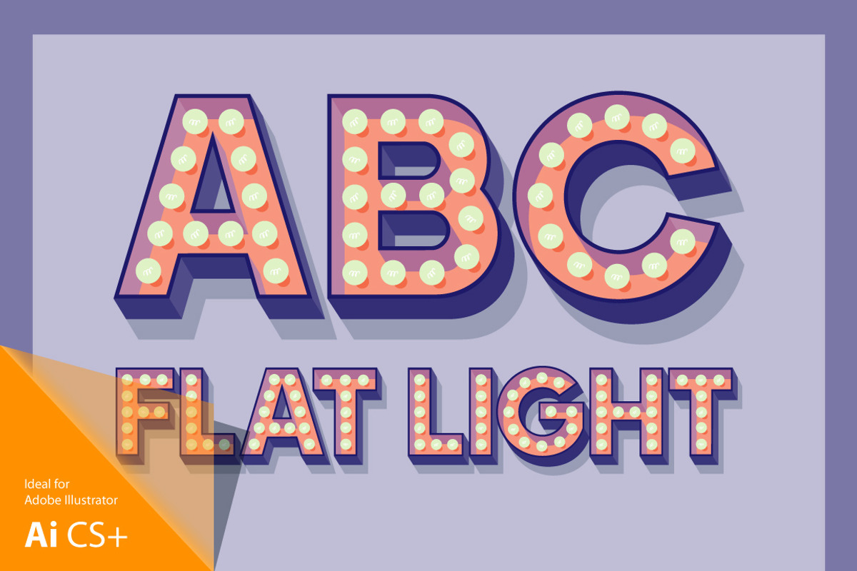 Illustration of flat lamp alphabet 4