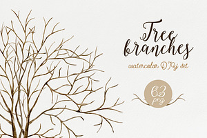 Tree branches. Watercolor DIY set