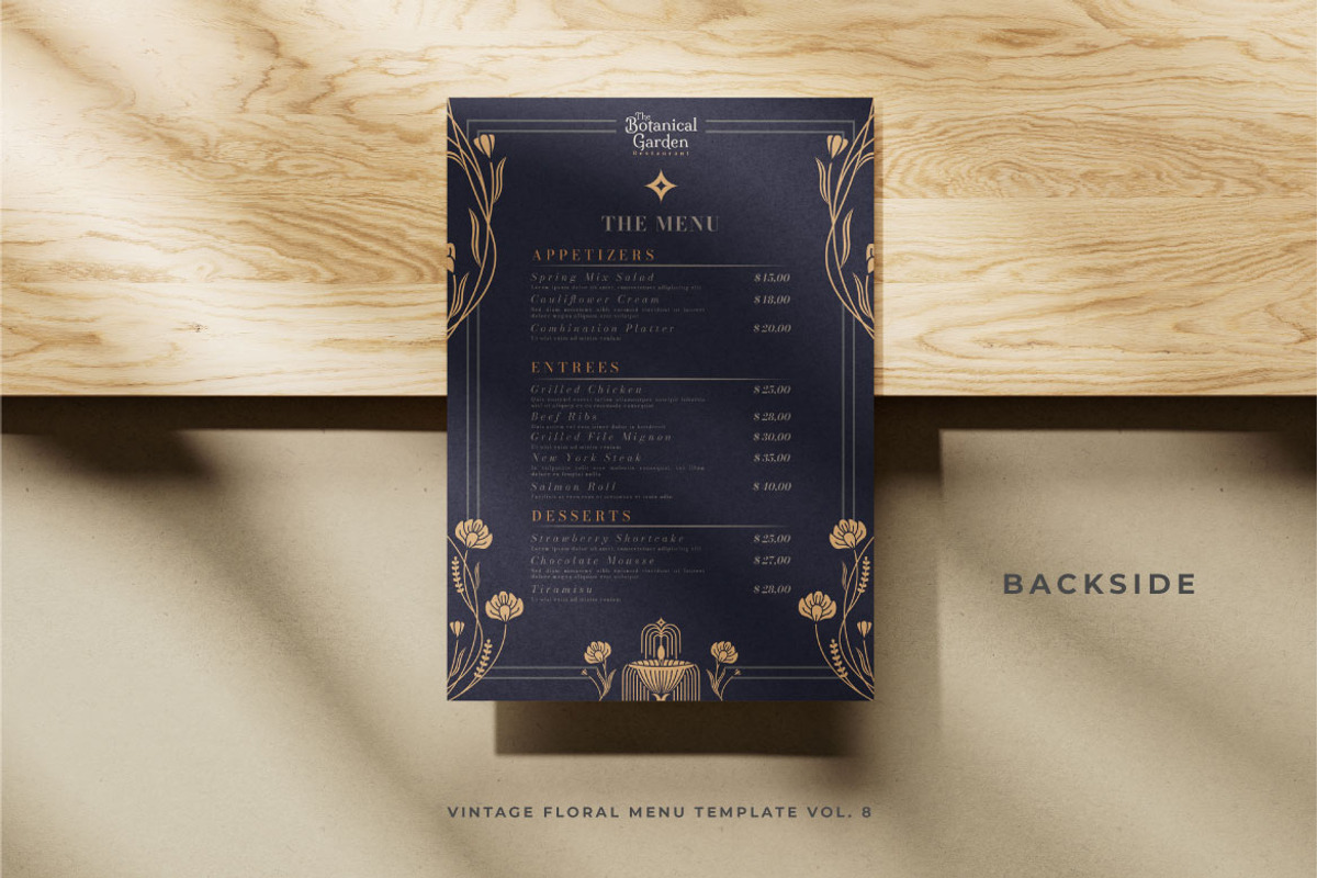 Vintage Floral Menu Vol.8, a Brochure Template by Bewalrus Studio (Photo 4 of 5)