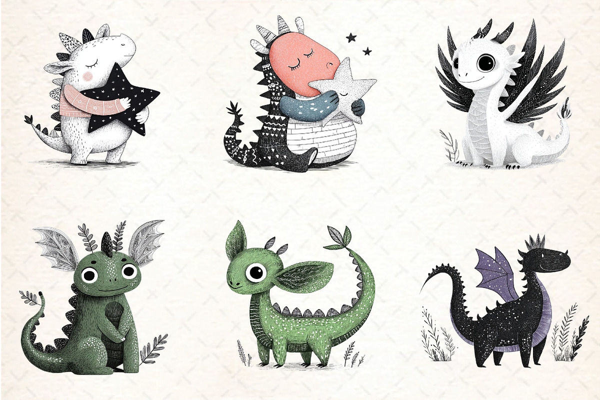 Baby Dragon Clipart Set, an Illustration by DreamCafeArt (Photo 6 of 8)