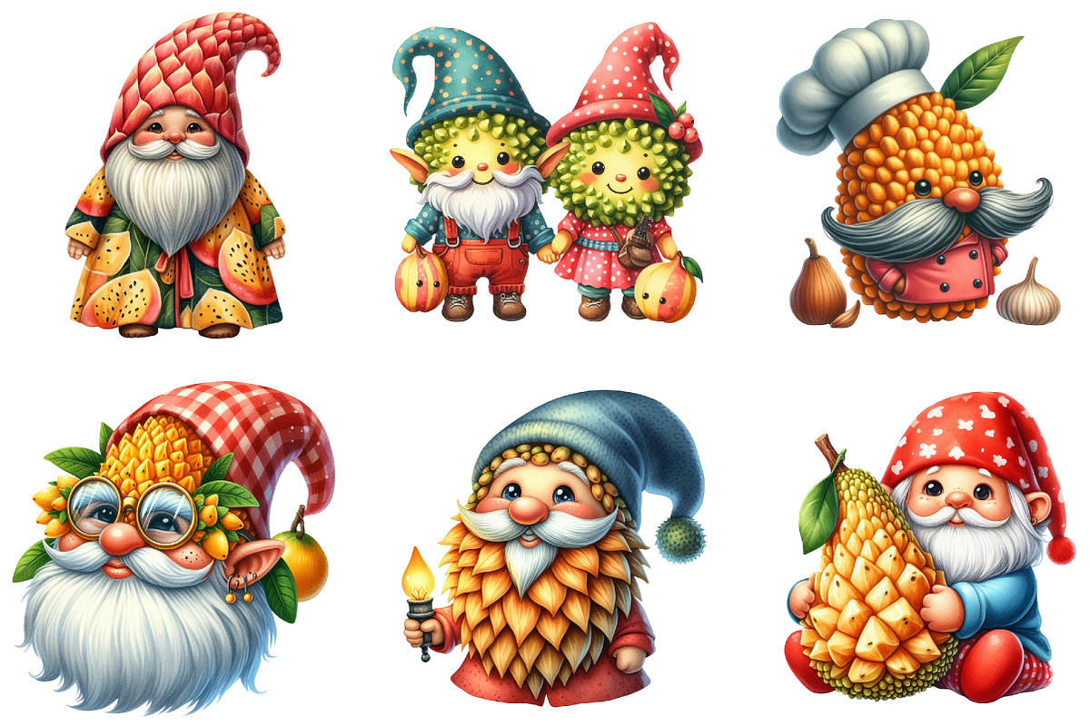 Gnome Clipart, Jackfruit Gnome, an Illustration by DreamArtGraphic (Photo 3 of 6)