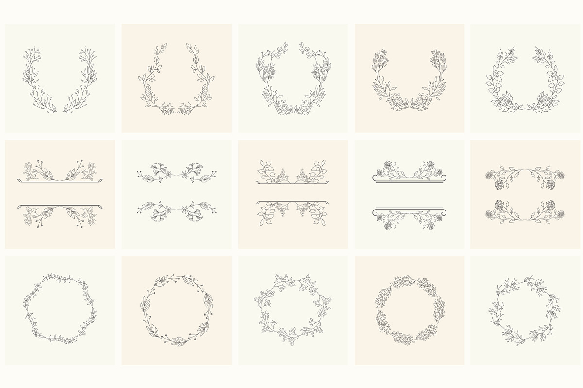 Hand drawn floral frames. Bundle., a Decorative Illustration by Designwork (Photo 7 of 21)