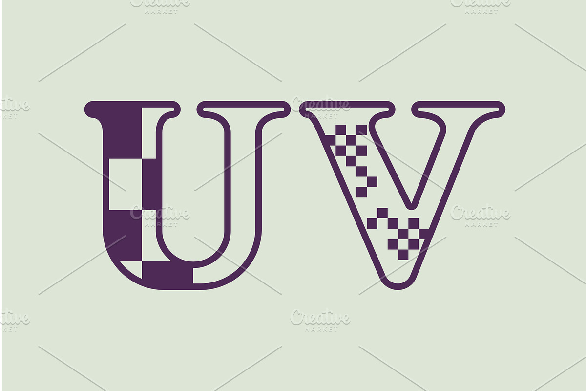 Stylized UV Coordinate Typography, an Object Illustration by Serebrennikov