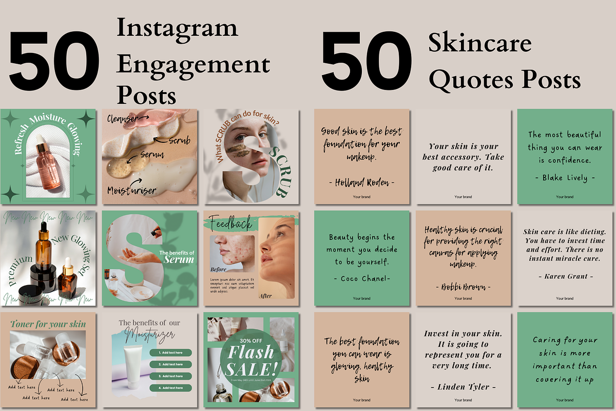Skincare Instagram Template Posts, a Templates & Theme by EffahArt (Photo 2 of 3)
