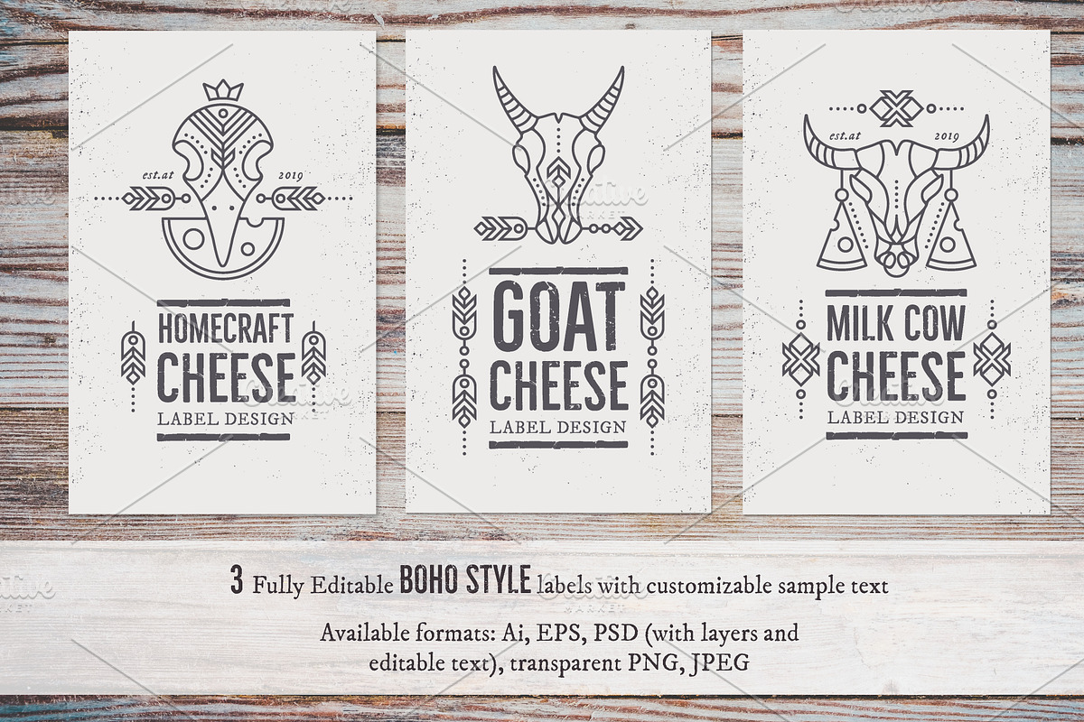 Cheese Labels: Editable Set, a Branding & Logo Template by Lumitar (Photo 3 of 5)
