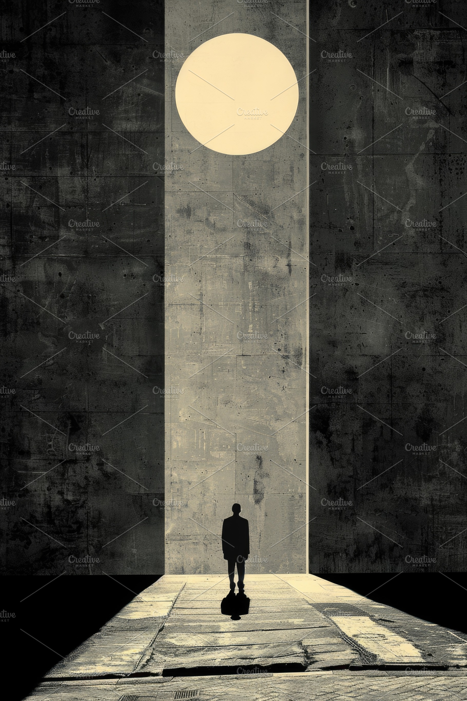 Minimalist Surreal Figure in Monumental Concrete Passage With Ci, an Abstract Photo by José Manuel Gelpi
