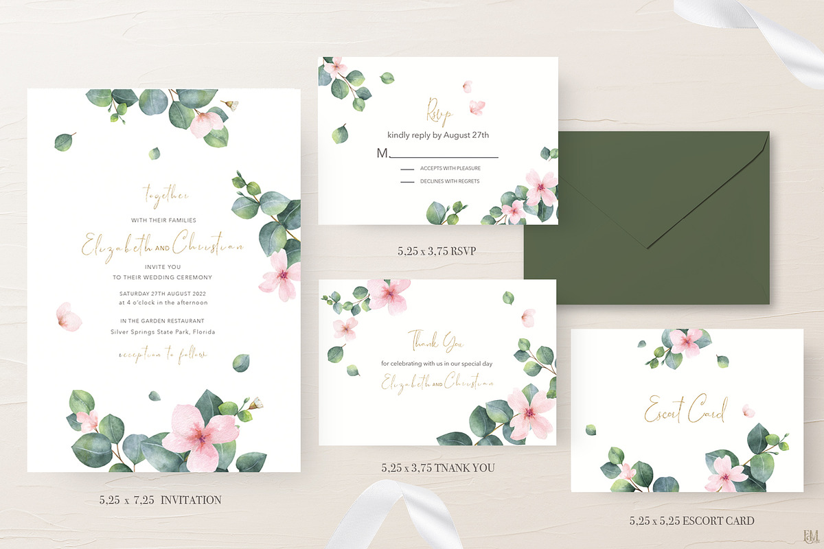 Wedding Watercolor Suite., an Invitation Template by Elena Medvedeva (Photo 3 of 6)
