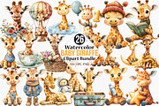 Watercolor Baby Giraffe Clipart, an Illustration by Canvas Craft (Thumbnail 1 of 8)