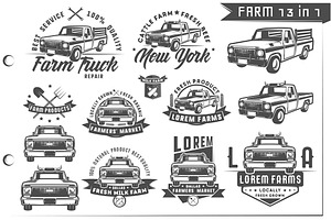 13 in 1 Set of farm truck emblems
