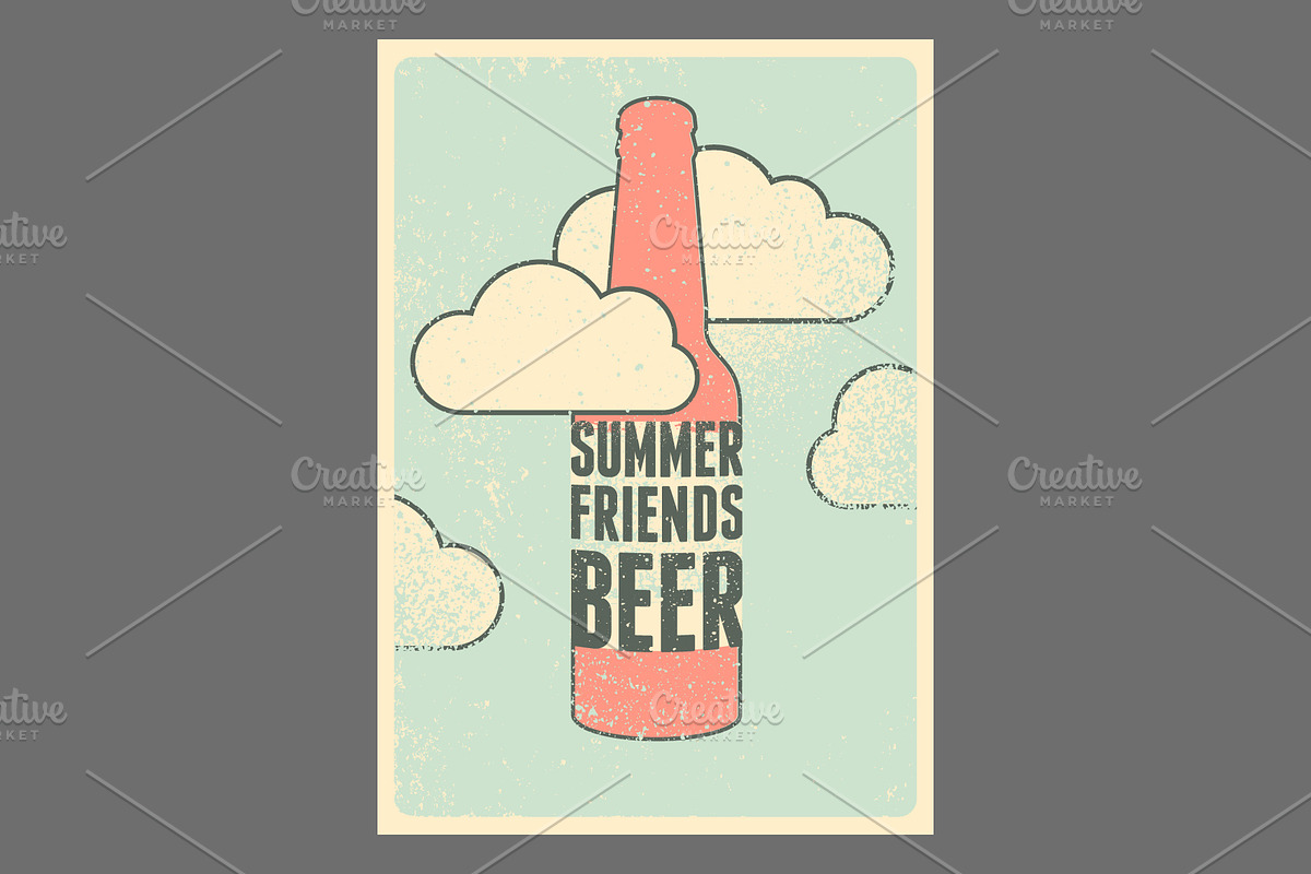 Summer Beer retro vector poster set, a Food Illustration by PoPaShop (Photo 6 of 12)