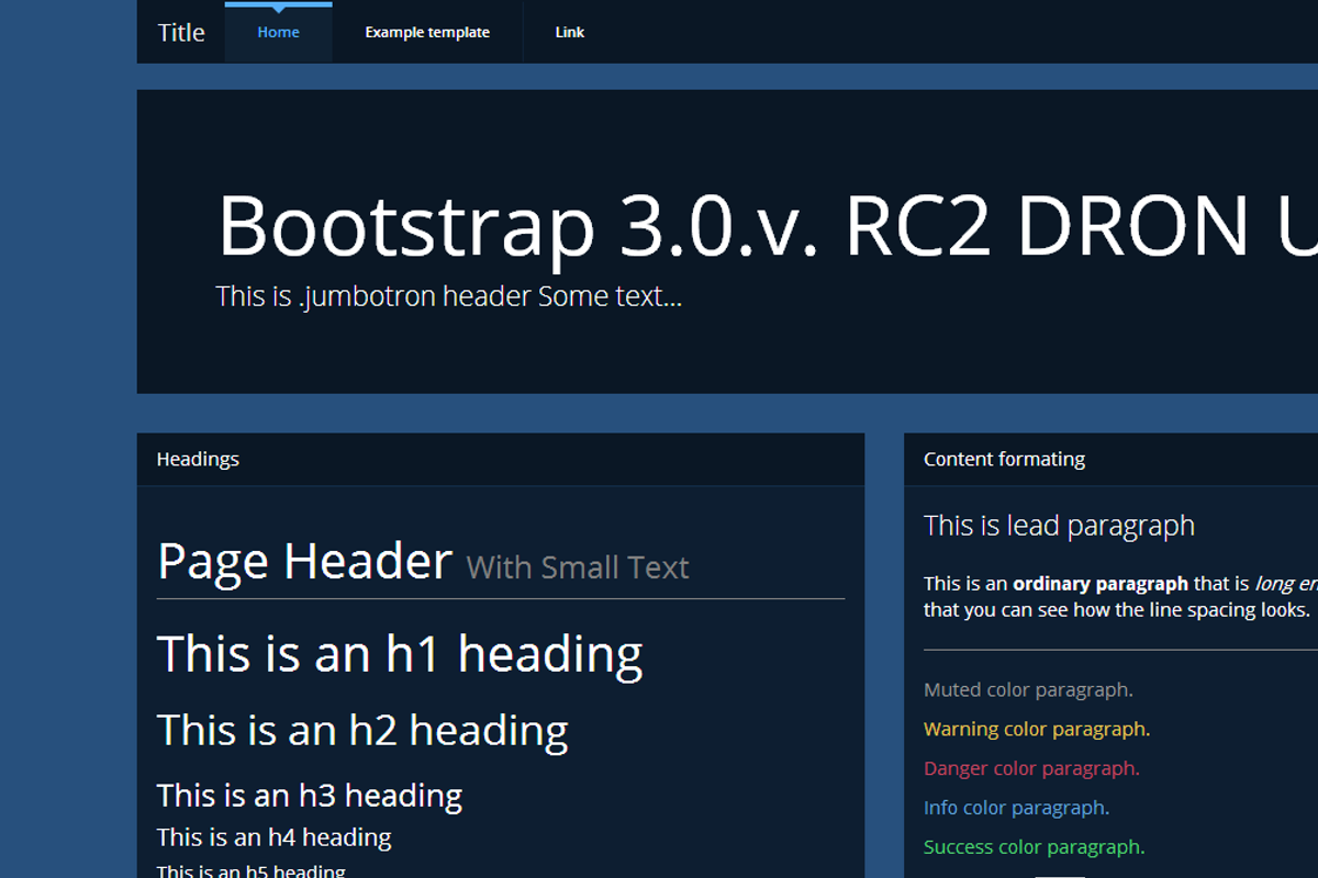 Bootstrap 3.0. theme DRON dark UI, a Bootstrap Template by Bootstraptor (Photo 1 of 5)
