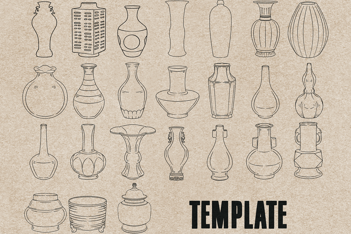 Vase stamps for Procreate, a Brush Add-On by TheWhiteCatLab (Photo 3 of 6)