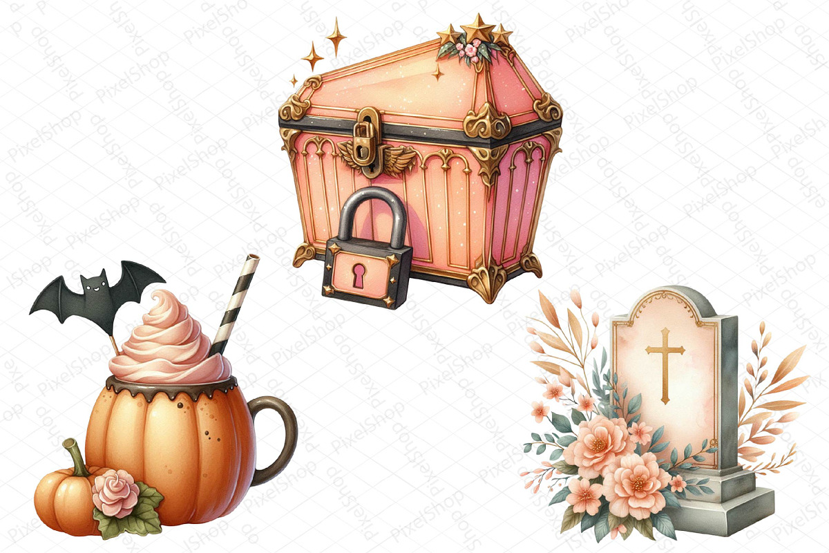 Peach Colored Halloween Clipart, an Illustration by DreamPrint404 (Photo 4 of 5)