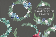 Watercolor set of winter fir wreaths, a Decorative Illustration by Antikva17 (Thumbnail 2 of 7)