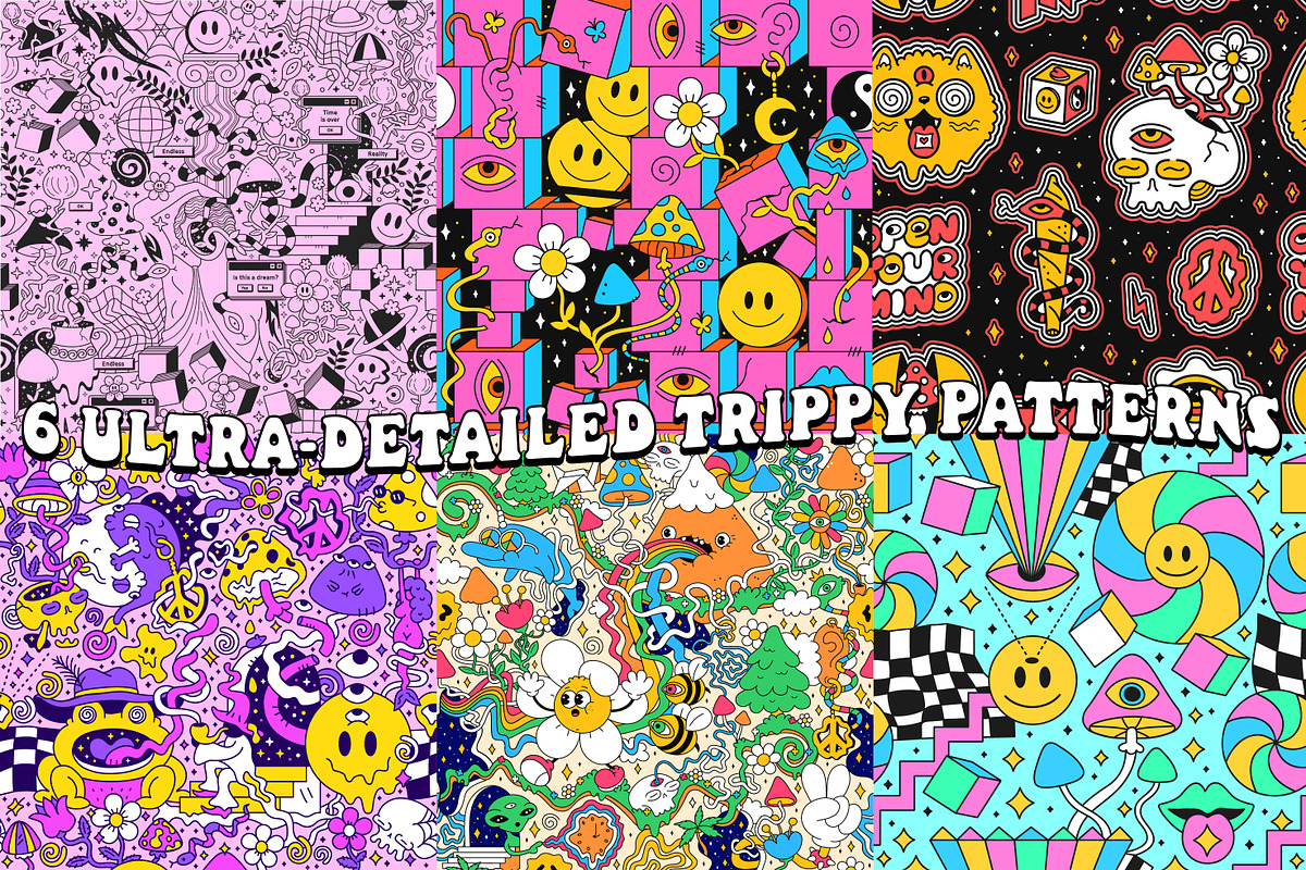 6 ultra-detailed trippy patterns, a Pattern Graphic by Slavko Kahovsky (Photo 1 of 7)