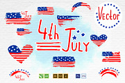 Watercolor 4th of July Clipart Set, an Object Graphic by ElenaKovalyova (Thumbnail 1 of 3)