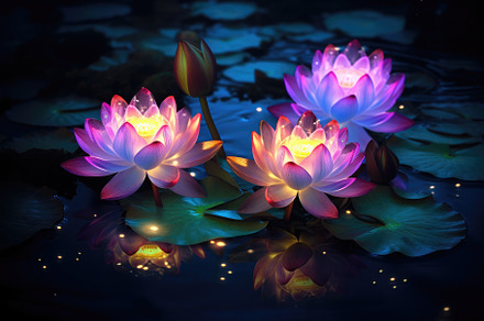 Beautiful lotus in the pond at night, a Photo by Iftikhar Alam