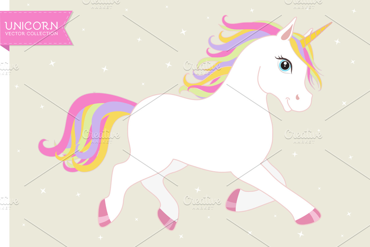 White vector unicorn EPS+AI+PNG, an Illustration by Cheremuha (Photo 1 of 2)