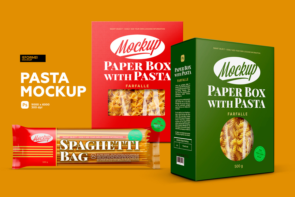 Pasta Mockup, a Packaging Mockup by Reformer Mockup (Photo 1 of 5)