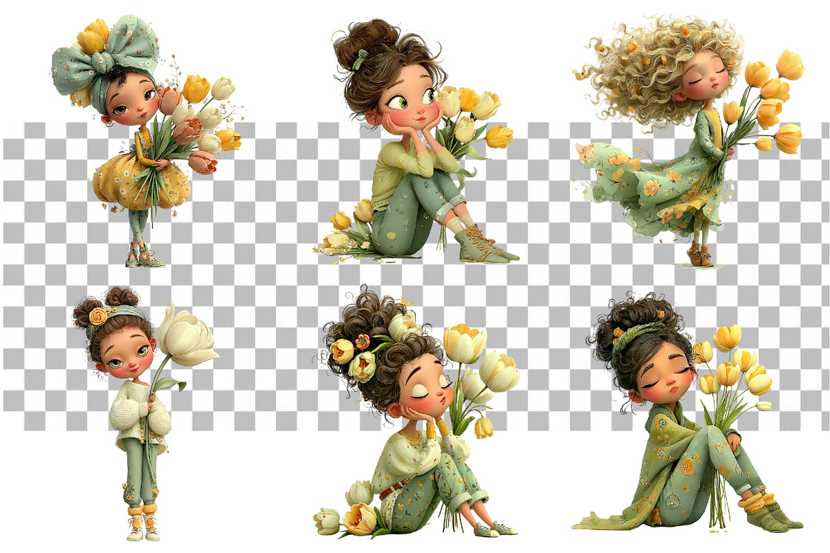 Summer Girls Clipart Set, a Seasonal Illustration by Daily.Designs (Photo 3 of 5)