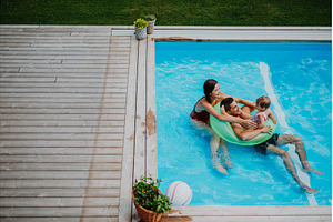 Parents and child having fun with