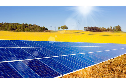 A solar panel in a field with wind, an Industrial Photo by tilialucida