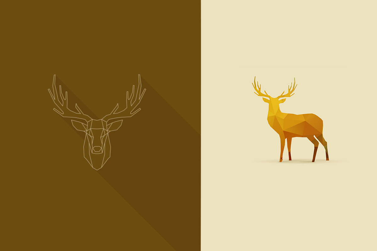 Polygonal Deer Collection, an Animal Illustration by blauananas (Photo 5 of 8)