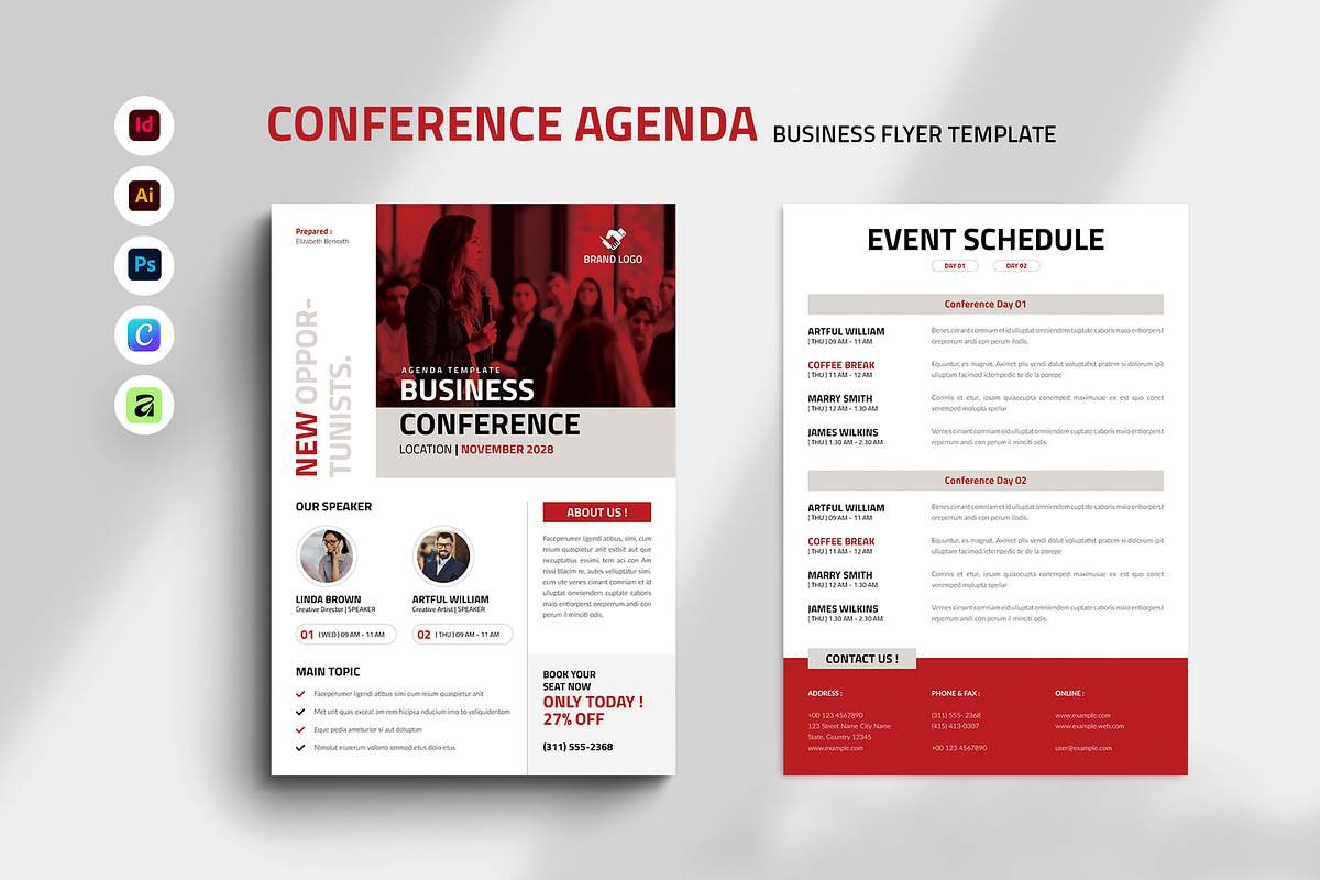 Business Conference Agenda Template, a Flyer Template by Spark_Creative (Photo 1 of 5)