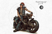 Wasteland Punk Character Clipart Set, a Decorative Illustration by ThatsDesignArt (Thumbnail 9 of 10)