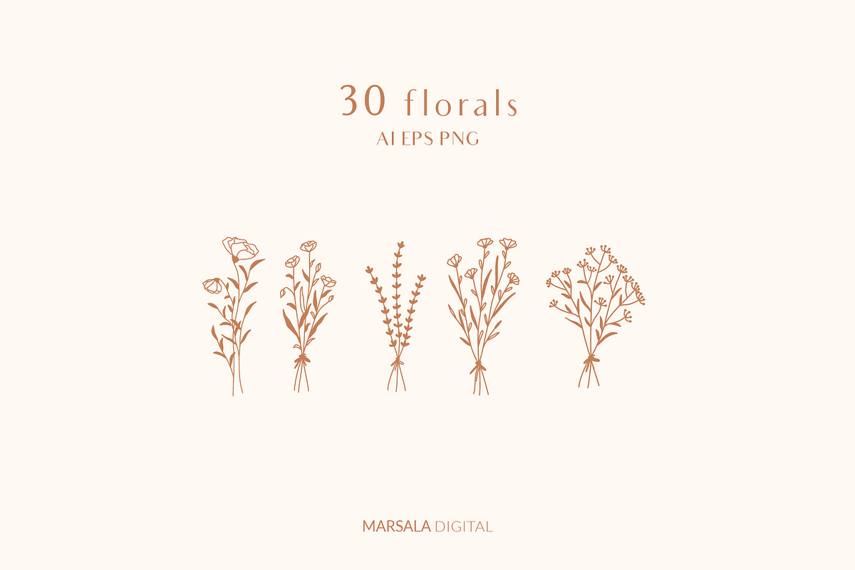 Floral Line Drawings Logo Elements, an Illustration by Kaya Fonts (Photo 4 of 10)