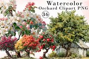Orchard Watercolor Clipart PNG, an Illustration by Libby Wishes (Thumbnail 1 of 7)