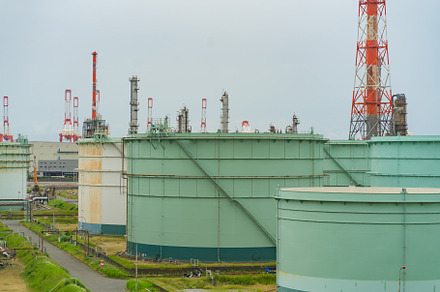 Industrial zone, Steel pipelines and cables in factory, an Industrial Photo by Casanowe-studio