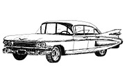 Classic American Vintage Car Drawing, an Illustration by Doggy Days (Thumbnail 8 of 9)