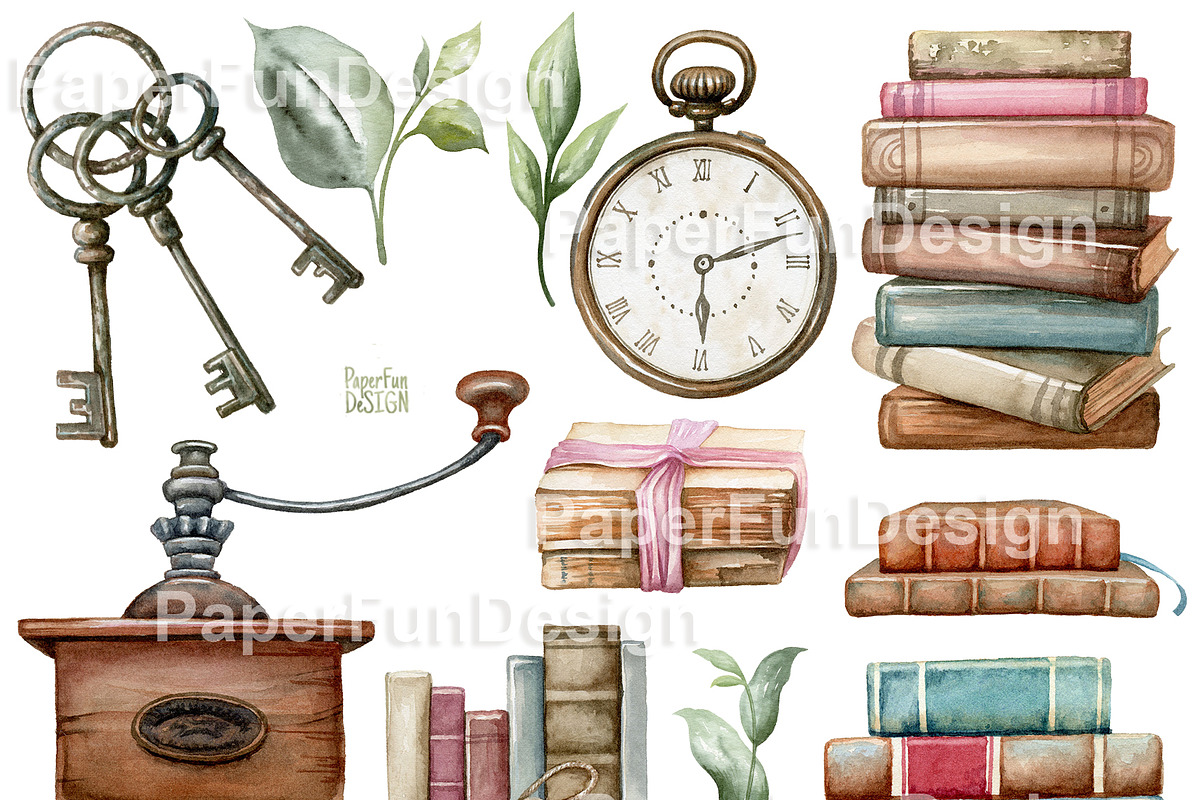 Vintage watercolor clipart, an Illustration by Mary (Photo 2 of 3)