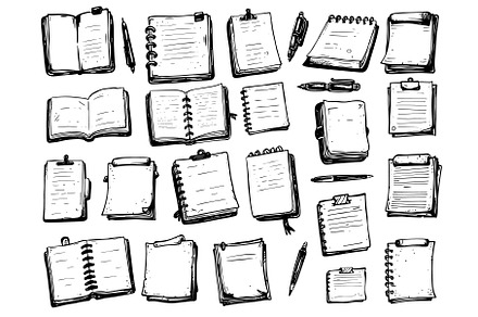Doodle notebook sheets set. Hand, an Illustration by Stock-Smart-Start