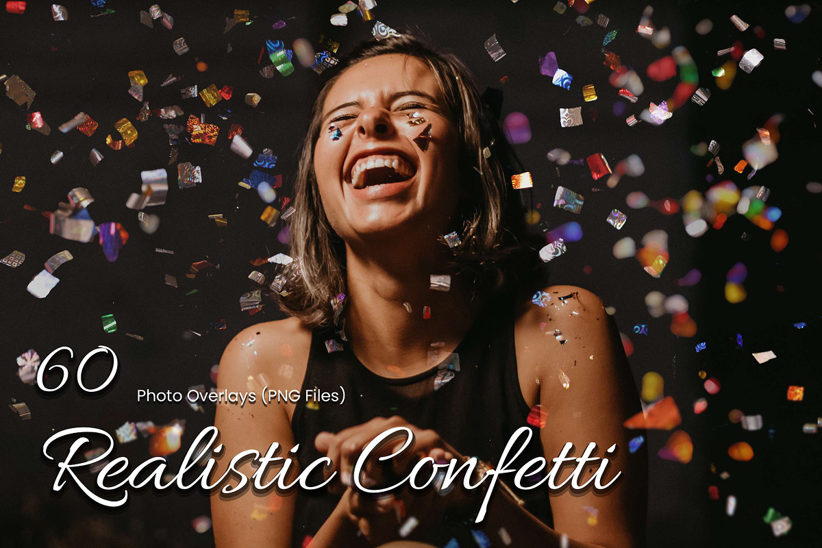 60 Realistic Party Confetti Overlays, an Object Graphic by 3Motional (Photo 1 of 14)
