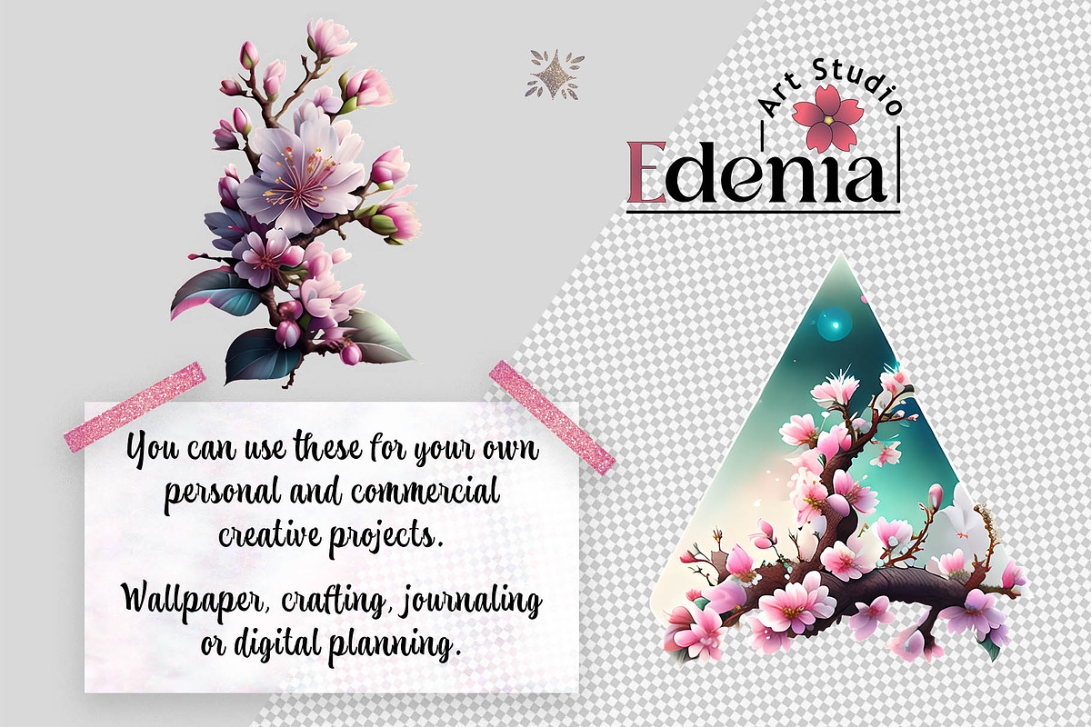 Cherry Blossom Sakura Flowers, a Seasonal Illustration by EdeniaArtStudio (Photo 2 of 8)