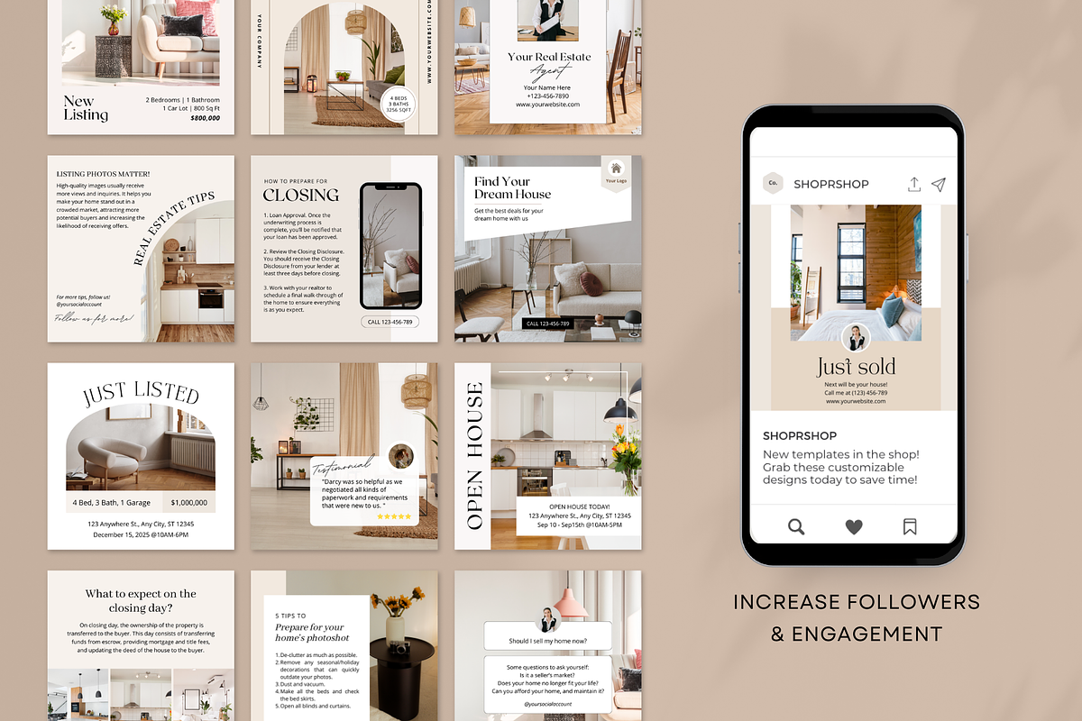 Real Estate Instagram Post Templates, a Social Media Template by ShopRShop (Photo 9 of 10)