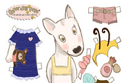 Kira Paper Doll- Bull Terrier, a Decorative Illustration by Paper Doll Pets (Thumbnail 1 of 3)