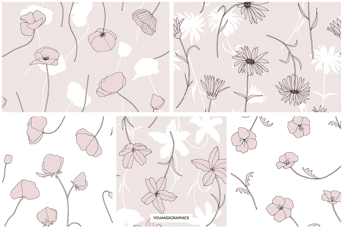 Dainty Floral Patterns Elements, a Pattern Graphic by Youandigraphics (Photo 14 of 17)