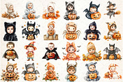 Autumn Spooky Cute Baby Clipart, an Illustration by Libby Wishes (Thumbnail 2 of 7)