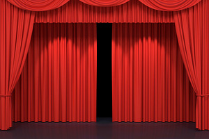 Red stage curtains