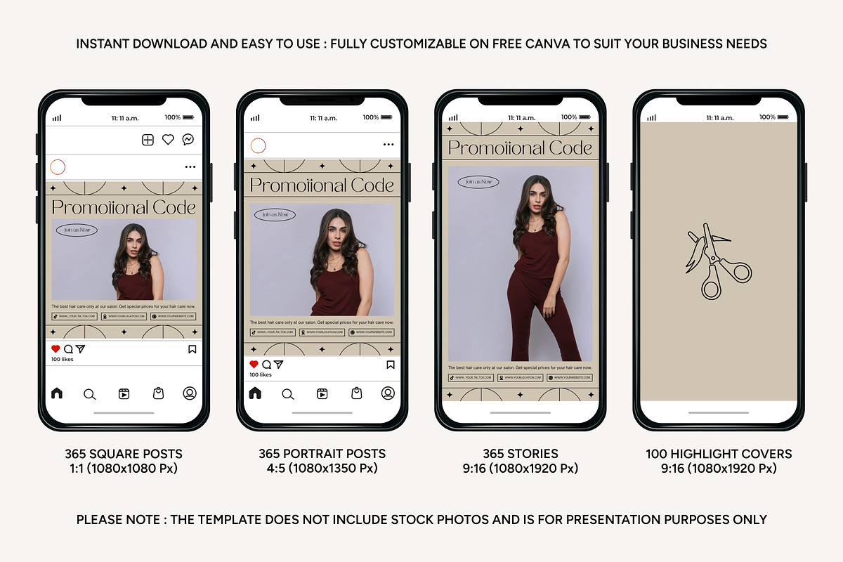 Hairstylist Instagram Template, a Social Media Template by Kalubuak (Photo 2 of 10)