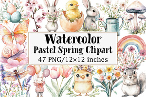 Pastel Spring Clipart, an Illustration by Design Market
