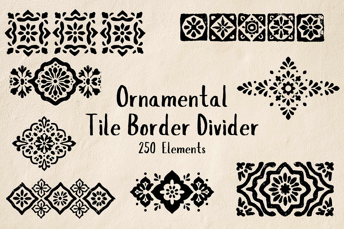 256 Ornamental Tile Border Divider, an Object Graphic by Pattern Whimsy (Photo 1 of 5)