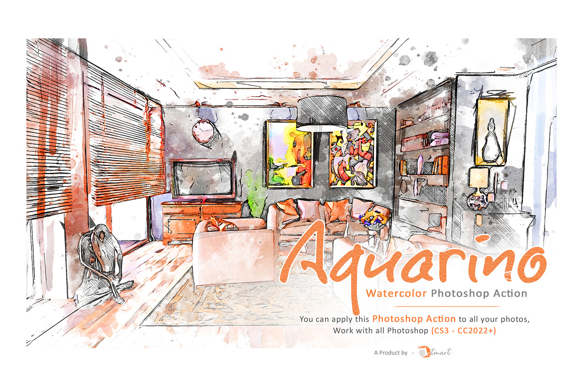 Aquarino - Watercolor PS Action, an Action Add-On by A R T M A R T (Photo 1 of 17)